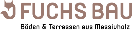 Logo der Fuchs Bau GbR mit Schriftzug 'Fuchs Bau - Böden & Terrassen aus Massivholz'
